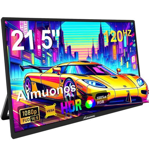 21.5インチポータブルモニター 1080 Pモバイルモニター120 HzFHDHDRプラグアンドプレイHDMIIPSモバイルディスプレイデュアルスピーカートラベル外部スクリーンPC タブレット Mac Xbox PS 3|4|5用
