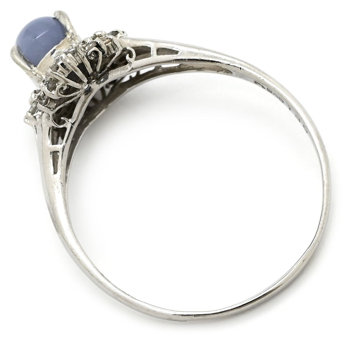 リング 指輪 スターサファイア 1.39 ct ダイヤモンド プラチナシルバー 青 ブルー プラチナ900 オーバルカボションカット 1石 18号