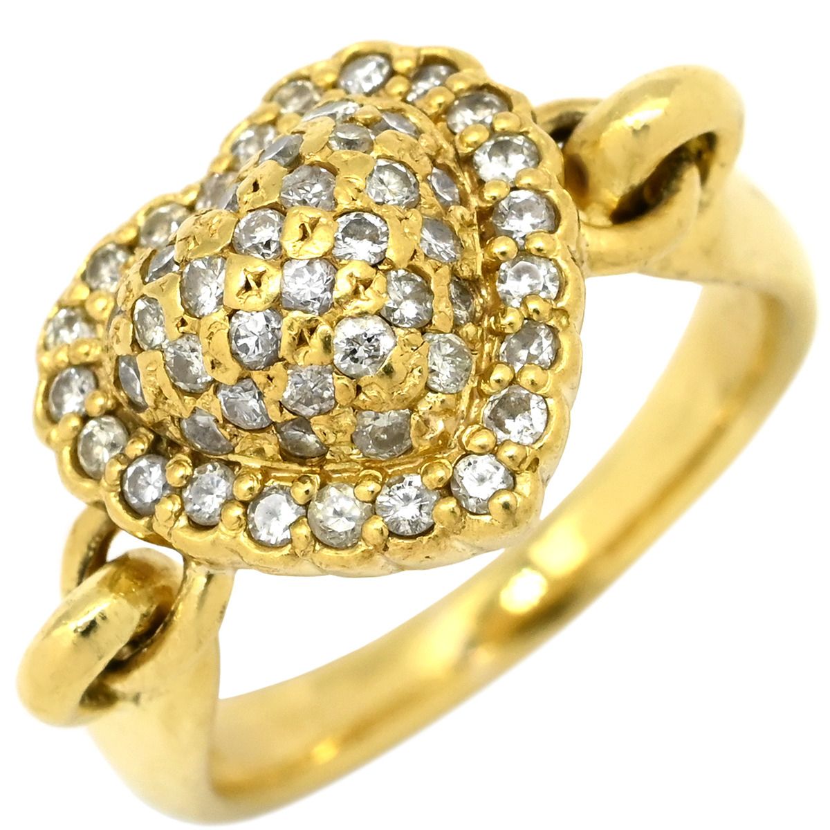 リング 指輪 ハート ダイヤモンド 0.53 ct イエローゴールド パヴェダイヤ 18 K 750 YG 11号