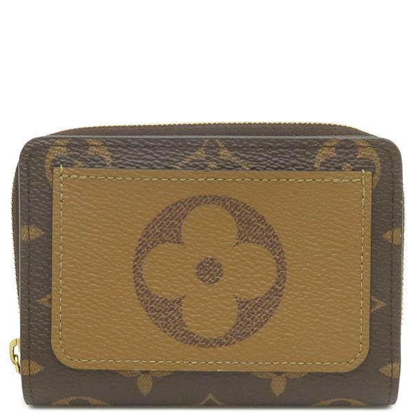 ルイヴィトン LOUIS VUITTON 二つ折り財布 ポルトフォイユ ルー レザー モノグラムリバース ゴールド金具 茶 コンパクト財布 ラウンドファスナー M 81461 RFID 箱