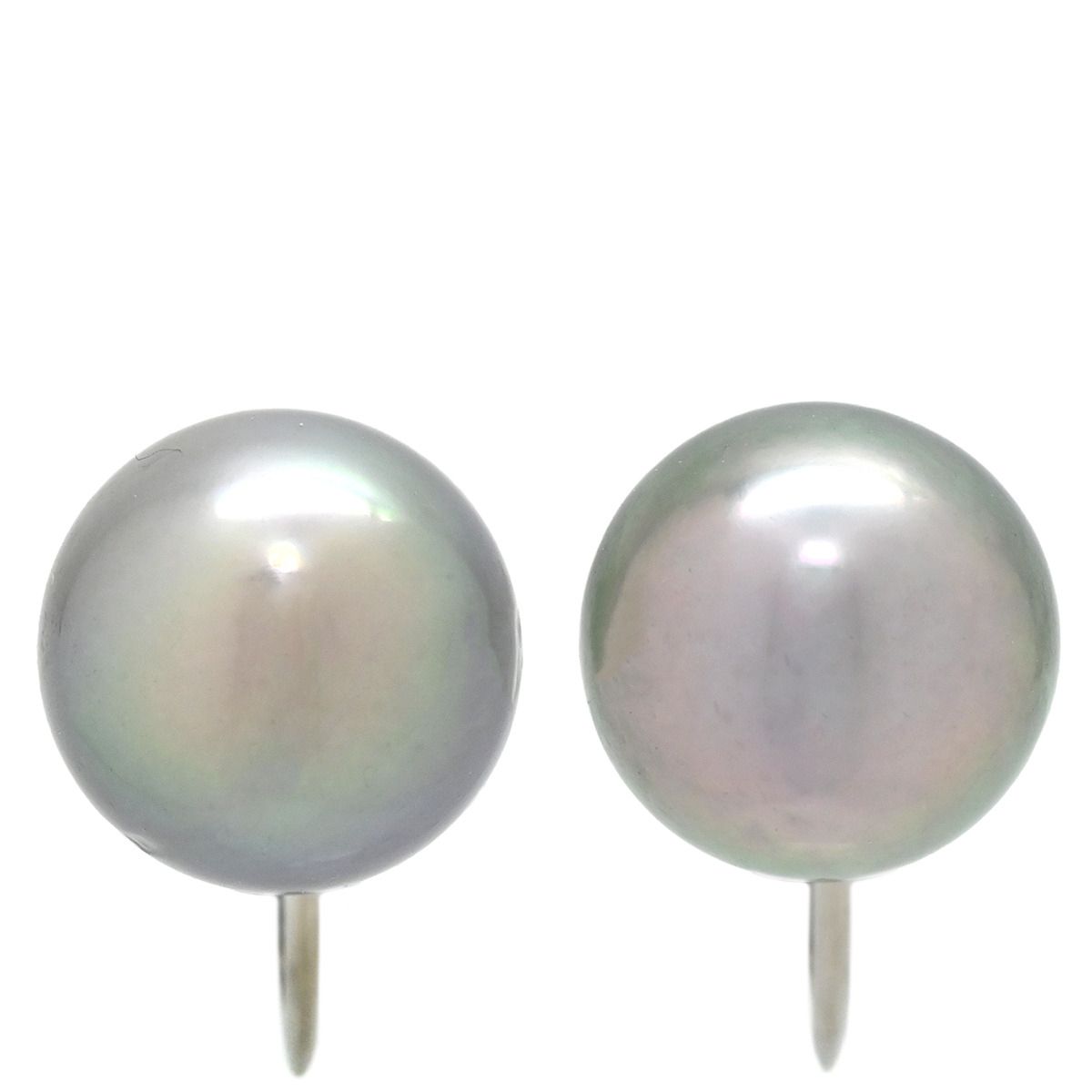 イヤリング 黒蝶パール 9.4 9.6 mm プラチナシルバー 黒 グレー 黒銀色 1粒 1 P ネジバネ式