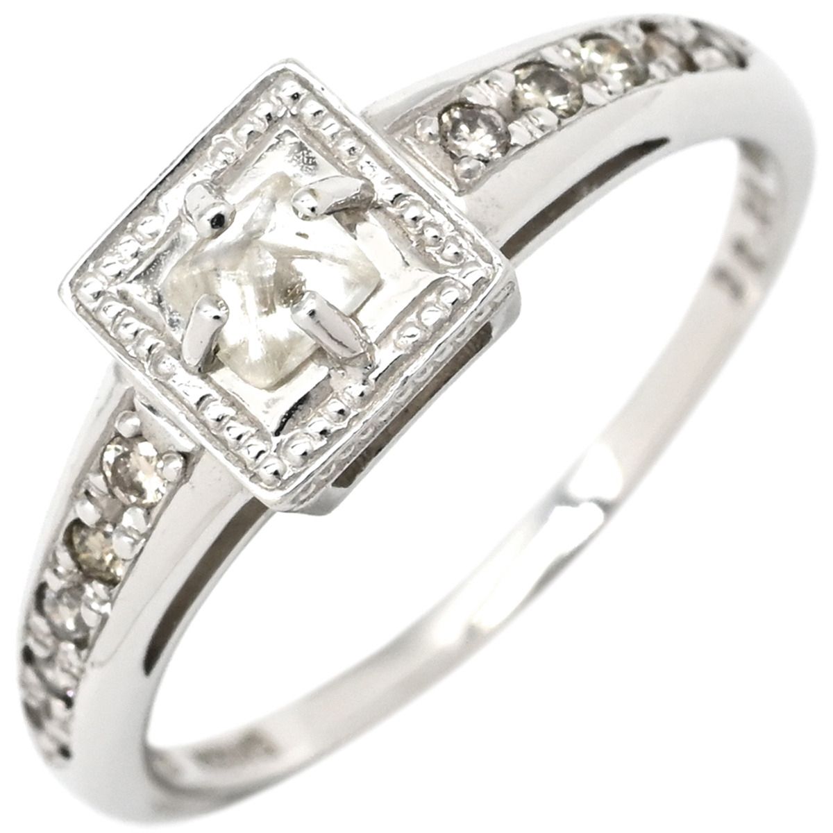 リング 指輪 ダイヤモンド 0.25 ct ホワイトゴールド スクエア 一文字 ピラミッド型 プリンセスカット 10号