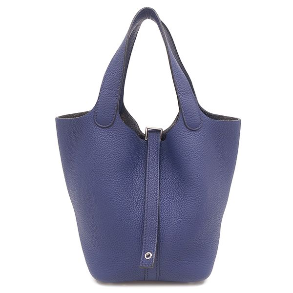 エルメス HERMES ハンドバッグ ピコタンロックPM トリヨンクレマンス ブルーアンクル シルバー金具 青 鍵1本 Y刻印