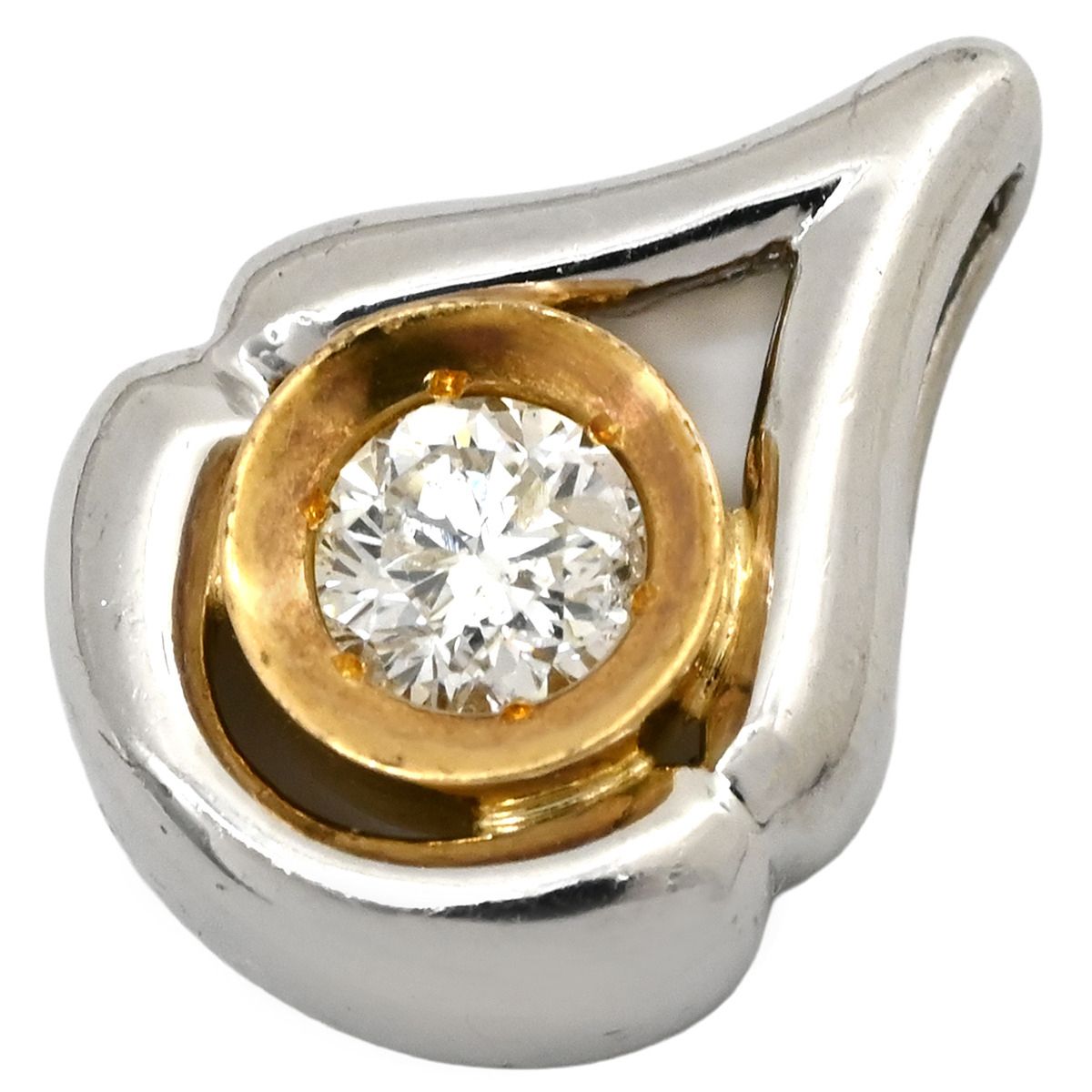ペンダントトップ ダイヤモンド 0.27 ct コンビ プラチナシルバーXイエローゴールド ブリリアントカット プラチナ 18 K ネックレストップ ペンダントヘッド しずく