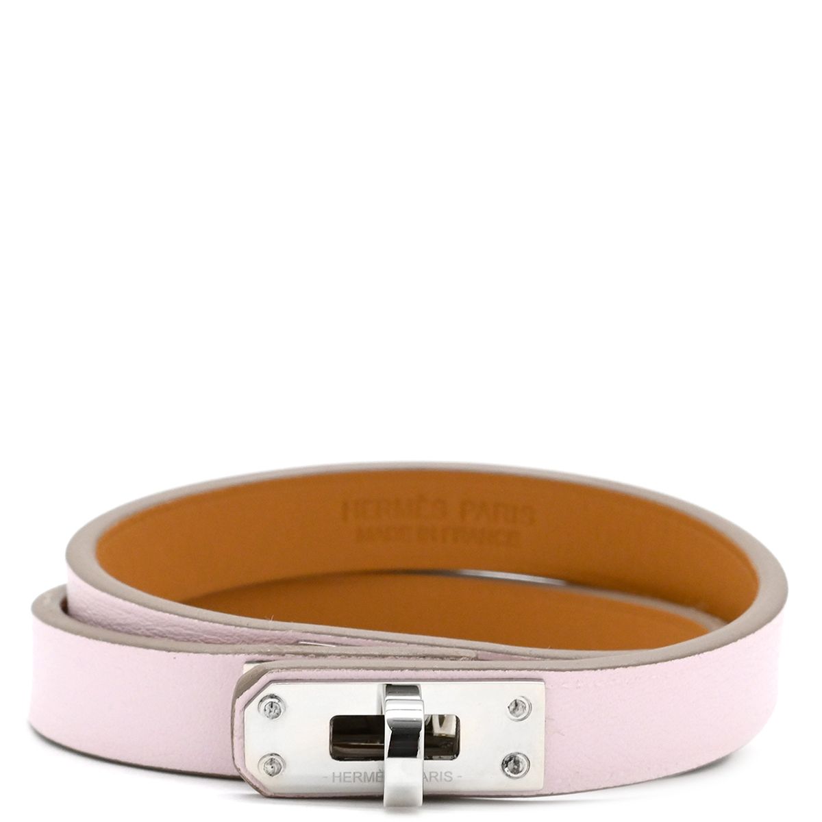 エルメス HERMES ブレスレット ミニ ケリードゥブルトゥール ヴォースイフト GP モーヴペール T 2 シルバー金具 2重 2連 レザーブレス B刻印 2025年製 箱