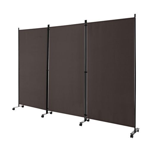 パーテーション間仕切り3連幅262 cm高さ180 cmキャスター付きブラウン透けないパーティション目隠し衝立屏風スクリーン部屋仕切り事務所オフィス会議室相談式クリニック病院カフェ家ホテ…