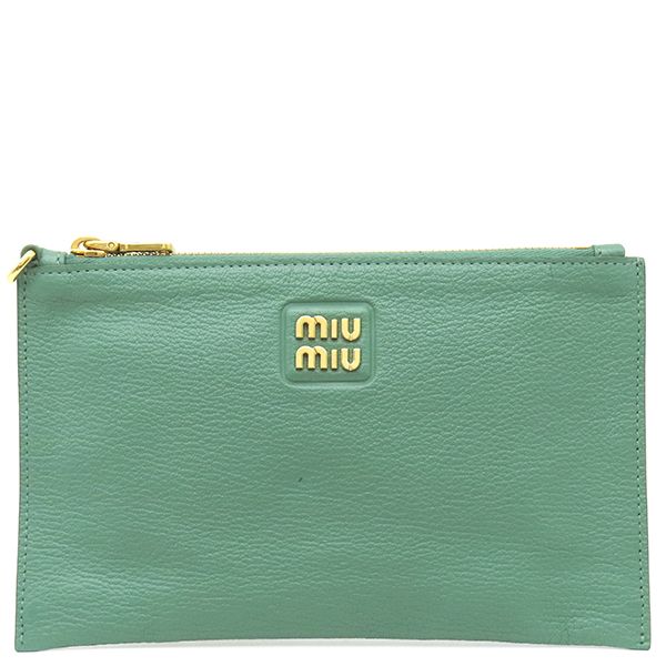 ミュウミュウ MIU MIU ポーチ マドラス ポーチ レザー グリーン