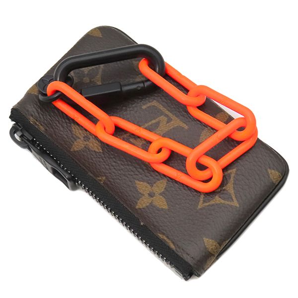 ルイヴィトン LOUIS VUITTON コインケース ポシェット クレ モノグラムキャンバス モノグラムソーラーレイ ブラック金具 茶 オレンジ チェーンフック付き 小銭入れ M 44487 TA 0189