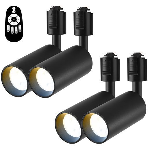 Ophenexダクトレール用スポットライト セットブラック6 W 60 W相当 E 11口金LED内蔵調光調色リモコン付2.4 GHz対応北欧風デザイン角度調整350度取付簡単天井壁面取付電球色屋内照明リビング