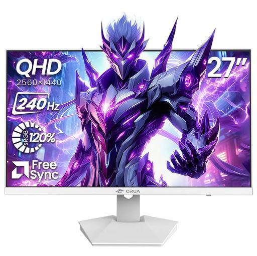 CRUAゲーミングモニター27インチPCモニター240 HzWQHD 2560 x 1440 ディスプレイHDMI 2.0-DP 1.4 FreeSyncサポートブルーライト軽減傾斜調整120%sRGB広色域対応壁掛け対応