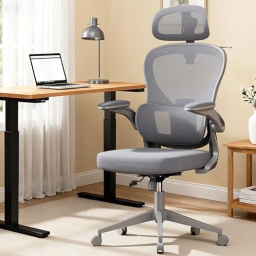 GXTRACEオフィスチェア椅子デスクチェアゲーミングチェアハンガー搭載可動式独立型ランパーサポート跳ね上げ式アームレスト3 Dヘッドレスト通気性メッシュパソコンチェア Gray