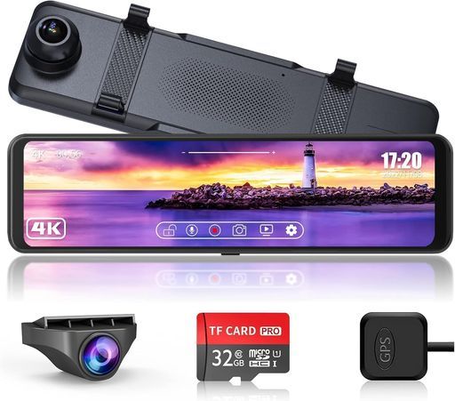 Changerドライブレコーダーミラー型 伸縮式カメラ 4 KType-C電源 11インチ右カメラGPS搭載ドラレコ前後カメラリアカメラ映像上下左右反転可ガイドライン角度調整可24時間駐車監視地デジ干…