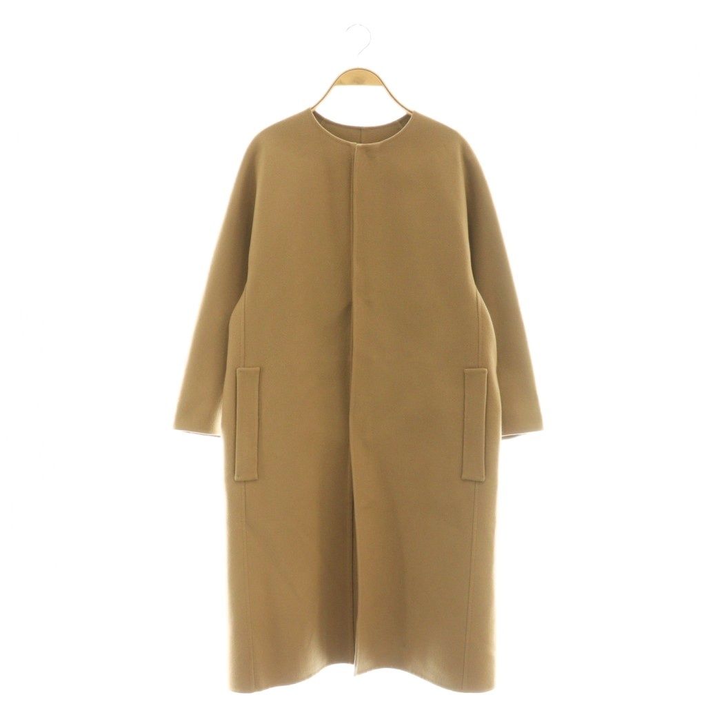 ドゥロワー Drawer ノーカラーダブルフェイスコート アウター 36 キャメル |DF OS