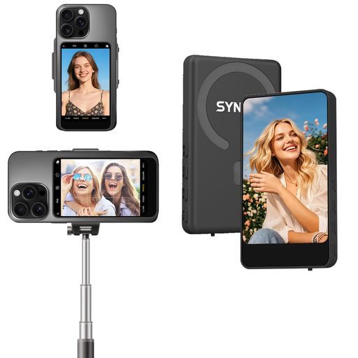 SYNCOXViewM 4背面自撮りモニター磁気式外部スクリーン自撮り用モニタースマホの外カメラ画面ミラーリング なポータブルディスプレイAndriod携帯電話用セルフィ ビデオ録画 ライブ配…