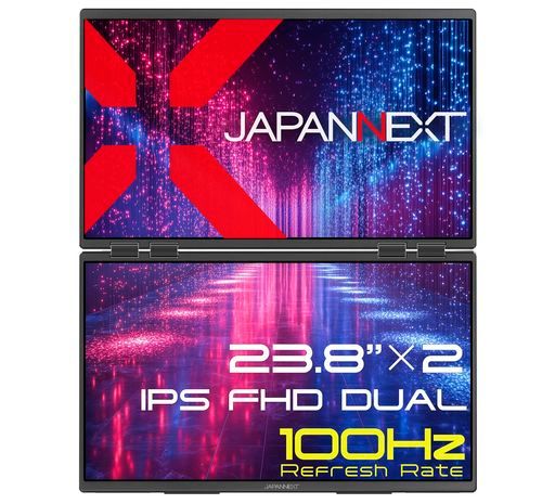 .8インチIPSパネルx 2搭載フルHD 1920 x 1080 解像度大型デュアルモバイルモニターJN-DMD-IPS 238 F-C 4 mini ype-C 3画面拡張接続表示 実質32インチ