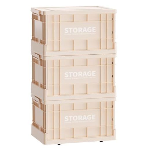 Mozawa 収納ボックス折りたたみ式大容量蓋付きキャスター付きコンテナ衣類おもちゃ布団書類本漫画収納アウトドアキャンプ用クローゼット押入れ対応おしゃれ Lサイズ 52*37.5*30 cm 58 L