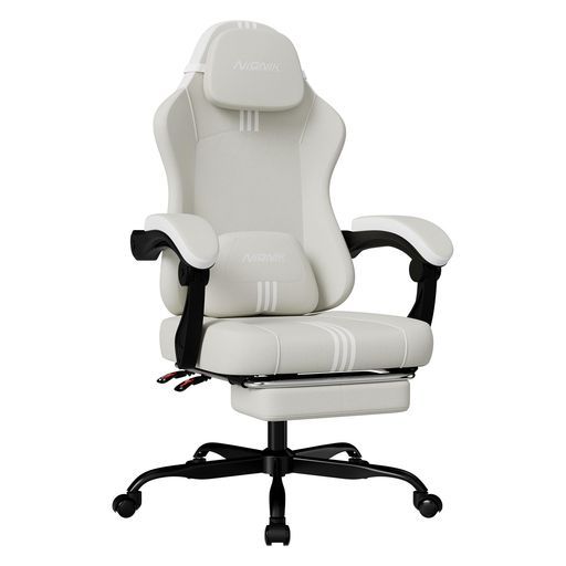 NIONIKゲーミングチェアファブリックオットマン付きオフィスチェアデスクチェア通気性テレワーク疲れない椅子人間工学設計連動式アームレスト145°リクライニングパソコンチェア幅広座…