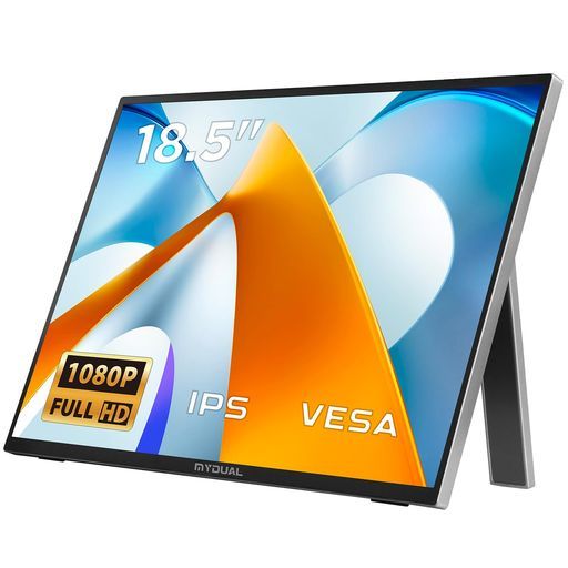 A グレードパネル MyDualモバイルモニター18.5インチvesa軽量1920*1080モバイルディスプレイポータブルモニター自立式非光沢IPS液晶パネル薄型USBType-CminiHDMI
