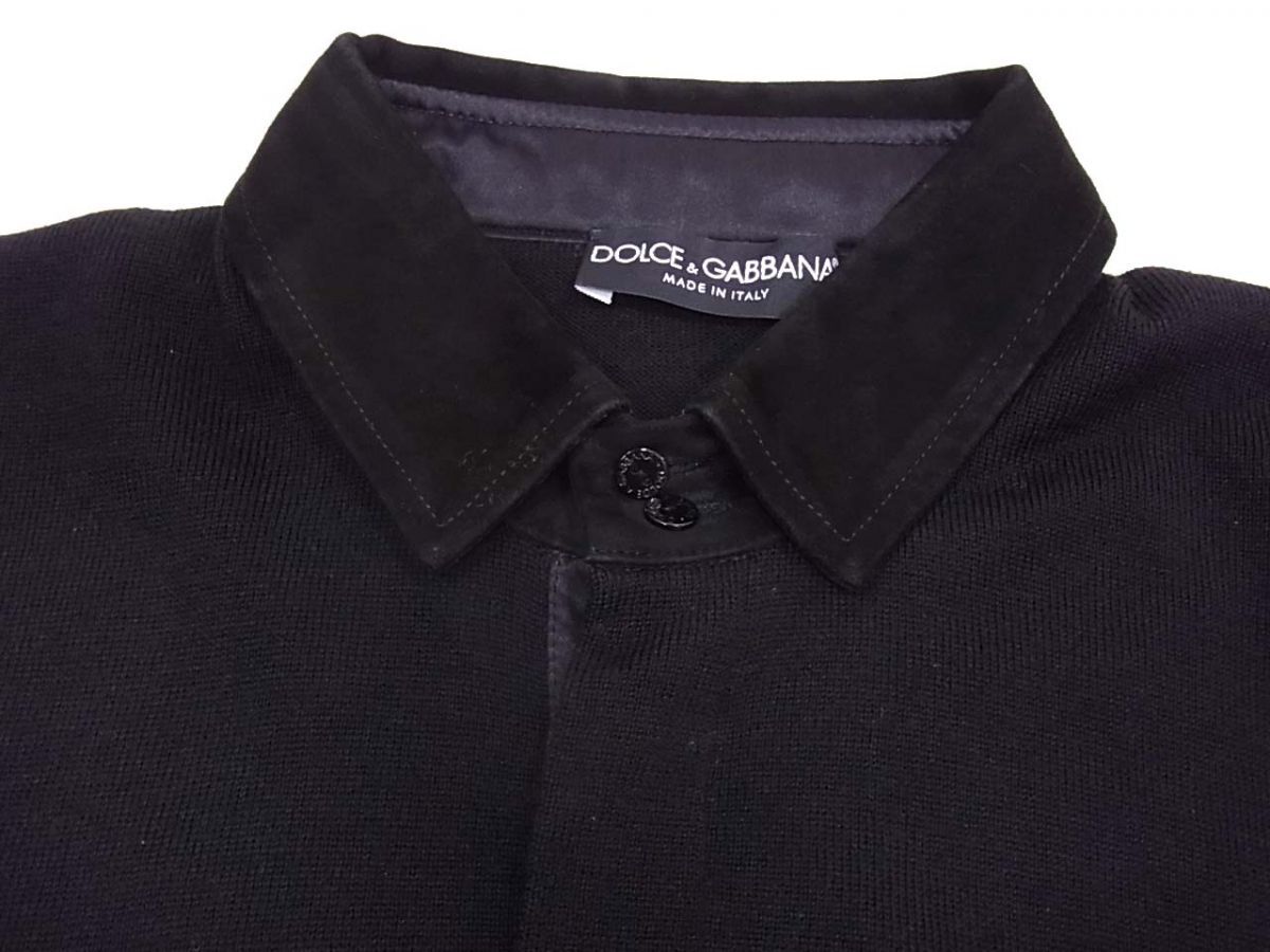 ◇DOLCE&GABBANA ドルチェアンドガッバーナ 襟レザー セーター ニット