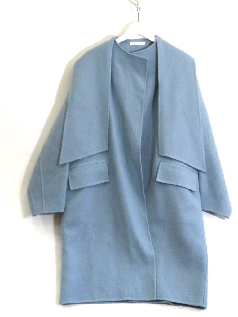 228767 品 HOUSE OF LOTUS ハウス オブ ロータス クレーターメルトンコート ウール 襟デザインコート M サックス