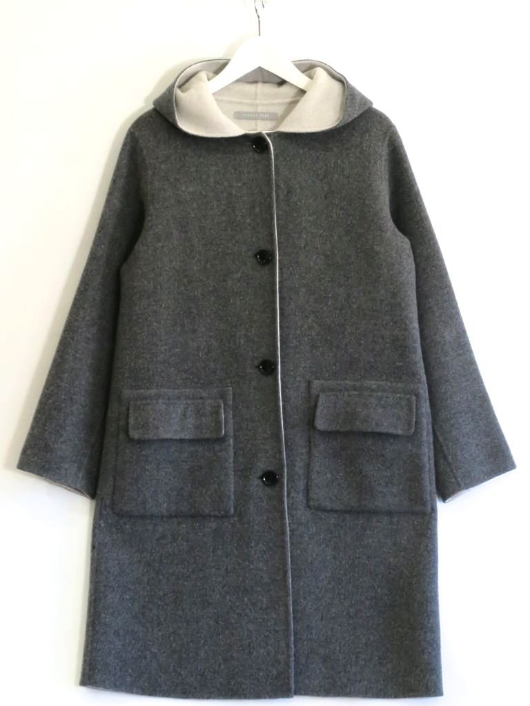 228865 メリノウール Bridle Halley theory luxe セオリーリュクス ダブルフェイス リバーコート フード 40 03-6309621 ダークグレー