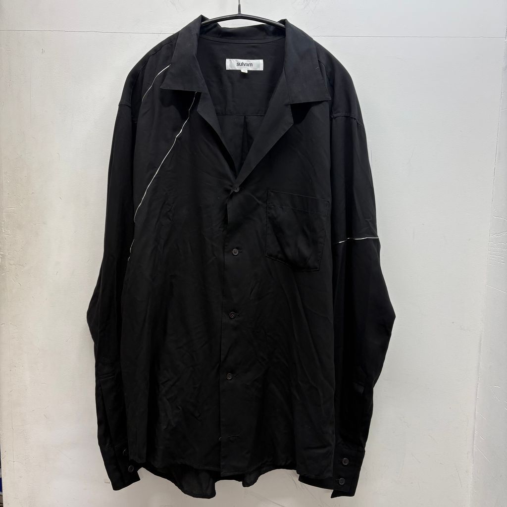 sulvam サルバム Silver line over shirt 長袖シャツ S 0-B 06-010 ブラック size L 中目黒B 01