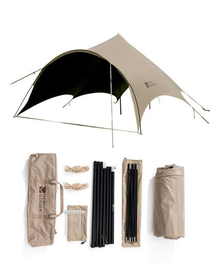 タープアーチ型10 20人用大型タープテントと組み合わせせて使用日よけ大空間5000 mm耐水圧ブラックコーティング簡単設置バーベキュー運動会アウトドアキャンプ場ポールと収納袋付…