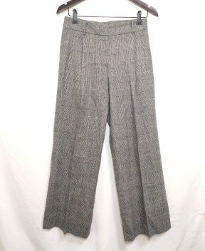 228144 theory luxe セオリーリュクス Glen Wool Rae ウールパンツ ボトムス グレンチェック ストレート 日本製 38 グレー