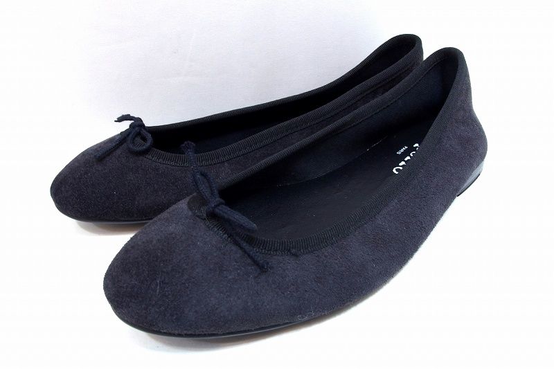 229032 repetto レペット スエード フラット バレエシューズ 23.5ｃｍ相当 37 アッシュブラック