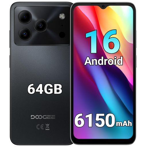 Android 16スマホ新登場 DOOGEENote 56 SIMフリースマートフォン本体|6.56インチ90 HzHD 大画面|6150 mAh大容量バッテリー|24 GB 64 2 TB拡張|8 MPAIカメラ|4 G
