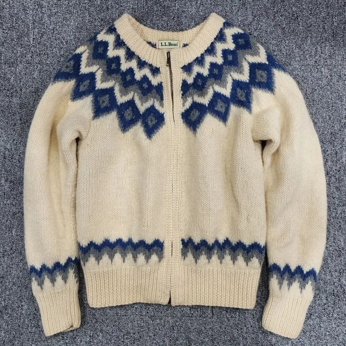 L.L.Bean ヴィンテージ フェアアイル ノルディック カウチン ウール ジップアップ ニット セーター S