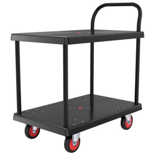 UYTON台車折りたたみ台車2段 72 x 48 82 CM ブラック 平台台車静音折りたたみ業務用軽量大型屋内外で使用 倉庫 農業 輸送 ハンドリング ショッピング 防災用持ち運び便利手押…