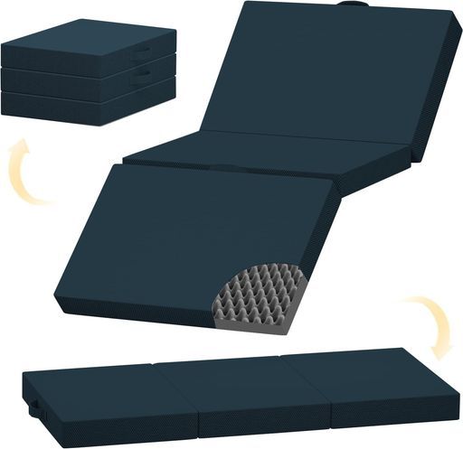 JPFelineHouseマットレス折り畳み高反発マットレスシングルセミダブル布団敷布団ベッドマット寝具三つ折りベッド厚さ8 CM来客用布団コンパクト収納洗えるカバー凹凸加工抗菌防臭オールシ…