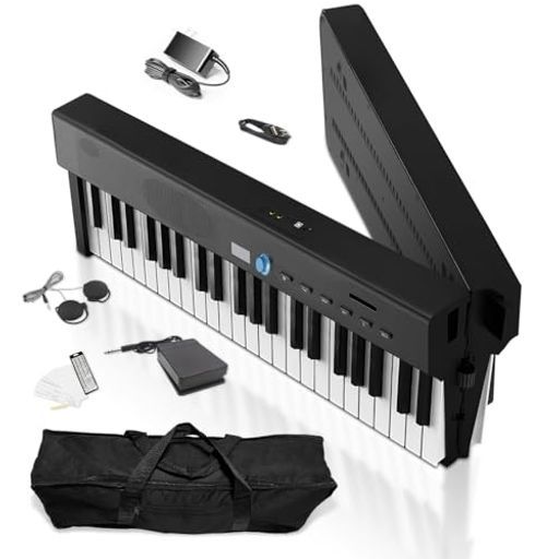 設定記憶-最先端音源 Longeye電子ピアノ88鍵盤折りたたみ式 充電式MIDI対応セミウェイテッド鍵盤128種音色ペダル練習用イヤホン ケース鍵盤シール付き携帯型軽量小型日本語説…