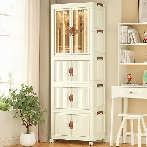 Roqaoワードローブ折りたたみクローゼット大容量衣装ケースキャスター付き衣類収納ケース ハンガーフリーキット付き 幅56 x奥行34 x高さ156.5 cm