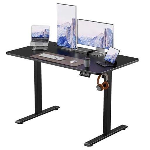 Alebert昇降デスクスタンディングデスク電動幅120*奥行60 cm昇降式デスク上下昇降デスクパソコンデスクオフィスワークテーブル収納フック付きモニターアーム対応電動昇降デスク 幅120 cm