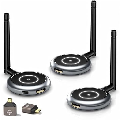 AIMIBOワイヤレスHDMI送受信機1送信機 2受信機セットHDMI無線受信機8台増設 拡張モード対応1080 P|5 Ghz|50 m安定転送距離映像音声同期出力