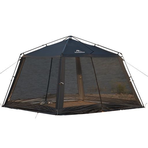 Mountainhiker一键式蚊帳テント四面メッシュスクリーンテント3.3 mx 3.3 2.1 m|大型サンシェード|防虫 通気性ワンタッチ設営|BBQ|キャンプ|庭|アウトドア用 黒
