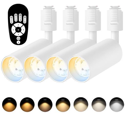 ANWIOダクトレールライト照明シーリングライト2700 K-6500 K高演色700 mlリモコン付属スポットライト無段階調光調色 角度調節自由消費電力6 W 60 W型相当 照明強化レールライトショップキッチ…