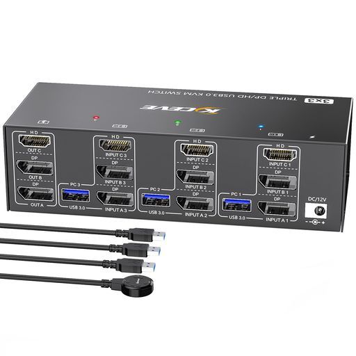 2 Displayport .0 KVMスイッチ3モニター3コンピューター 8 K 60 Hz 4 144 HzトリプルモニターKVM USB
