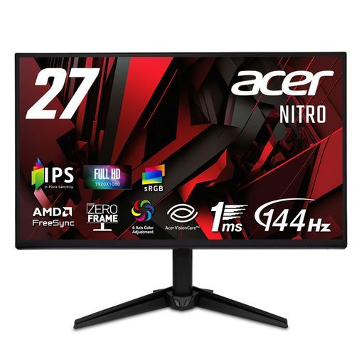 Acer 27インチフルHD 144 Hz 1 ms VRB IPS非光沢sRGB 99%AMDFreeSyncブラックブーストVRB対応ブルーライト低減HDMI 1.4 DisplayPortv 1.2スピーカー ヘッドホン端子