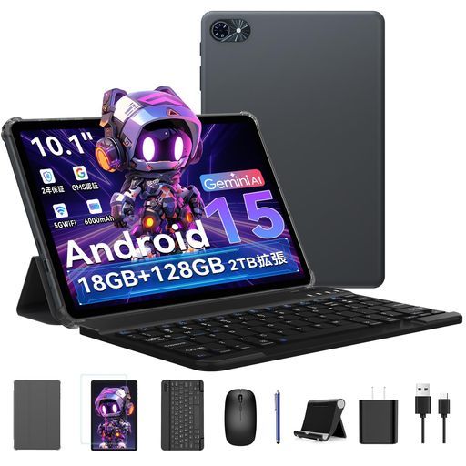 Android 15タブレットセット登場wi-fiモデル T 80タブレット10インチキーボード付き18 GB 128 2 TB拡張 Gemini 2.0 AI 6000 mAhType-C充電1280*800 IPS画面