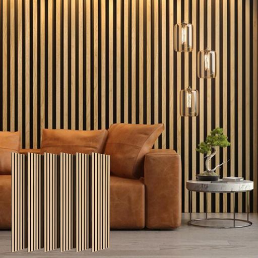 吸音パネルウッド壁防音パネル吸音材防音材木製ウッドパネル壁材DIY賃貸騒音対策遮音インテリアおしゃれシンプル簡単貼る オーク80*32-六枚