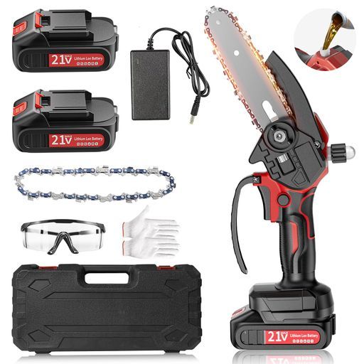 技術革新一体化 電動チェーンソー充電式給油システムツール不要ミニチェーンソー片手軽量強力小型チェーンソーハンディ21 V大容量バッテリー木工作業|薪作り|樹木の伐採|庭木の剪定…