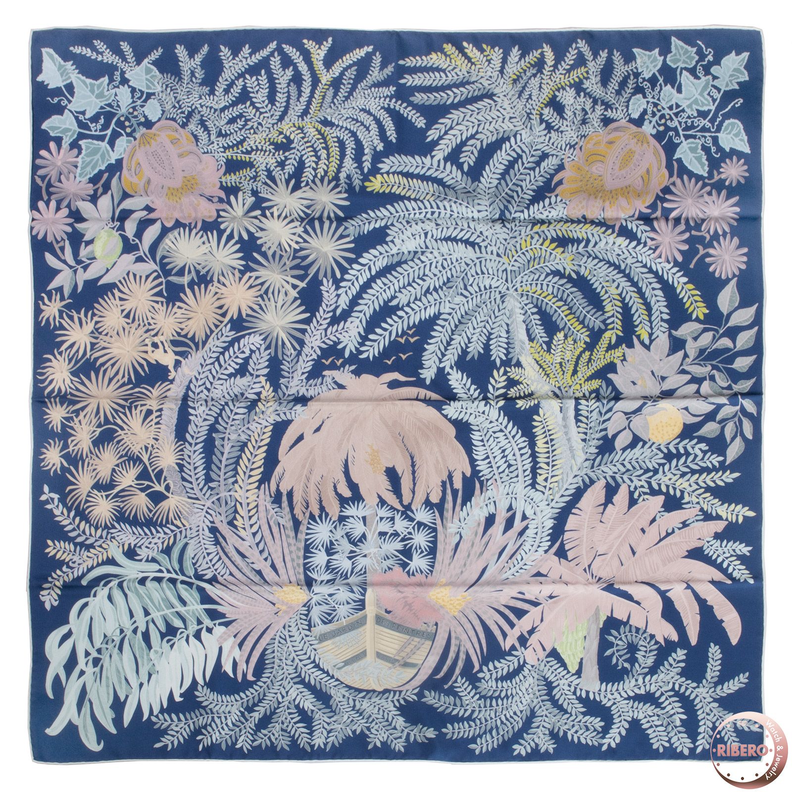 HERMES エルメス Carre 90 Double Face Le Jardin des Peintres カレ ダブルフェイス 画家たちの庭 903908 S 05 スカーフ 2025 SS シルク ブルー マルチカラー