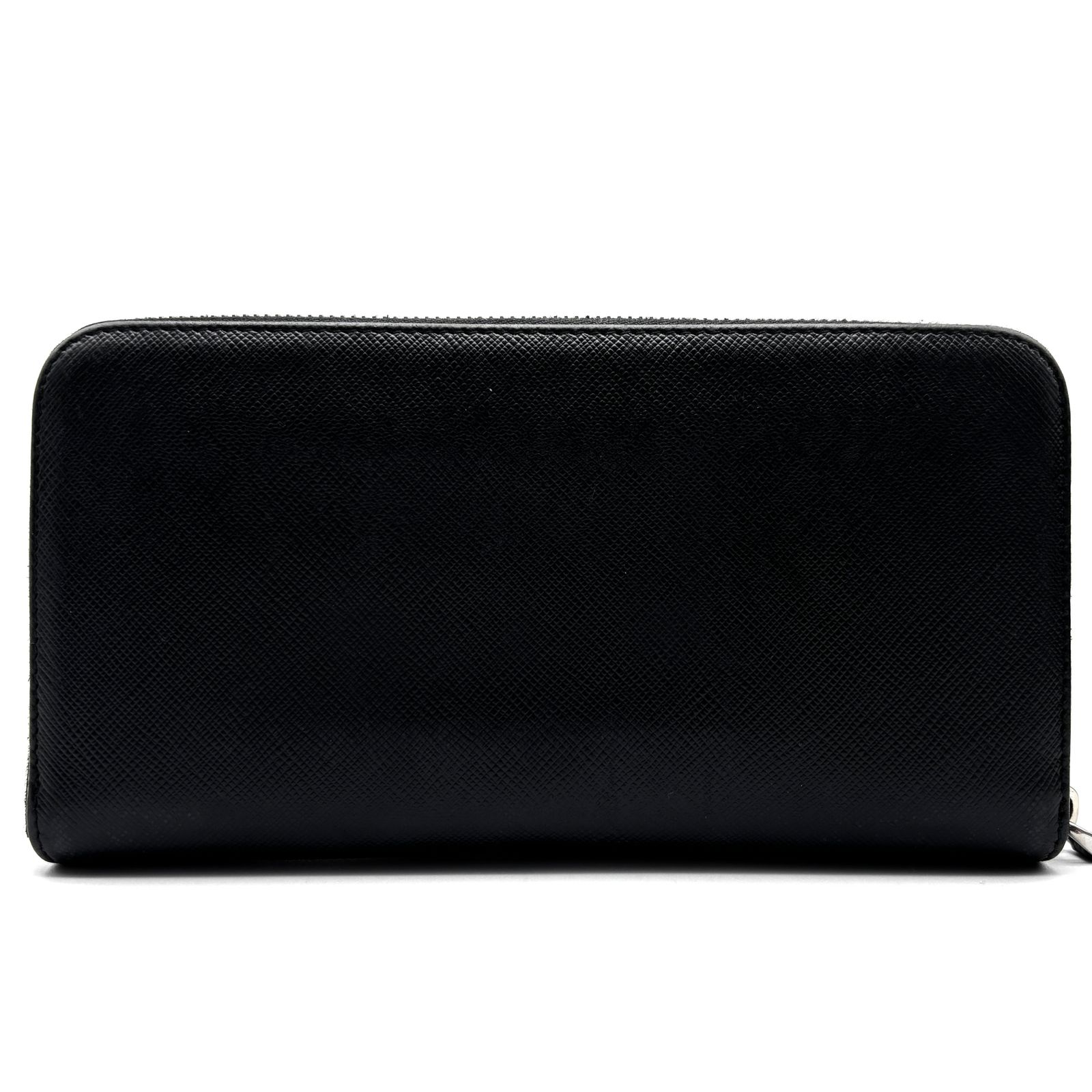 美品◆ PRADA 長財布 ラウンドジップ サフィアーノ ブラック プラダ サフィアーノ 長財布 ラウンドジップ ブラック シルバー メタル
