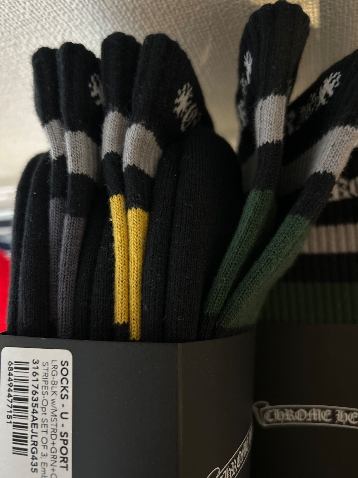  ♥品 クロムハーツ Chrome hearts 靴下 黒 M L 3足セット ダガー刺繍 ロゴ ソックス レッグウェア