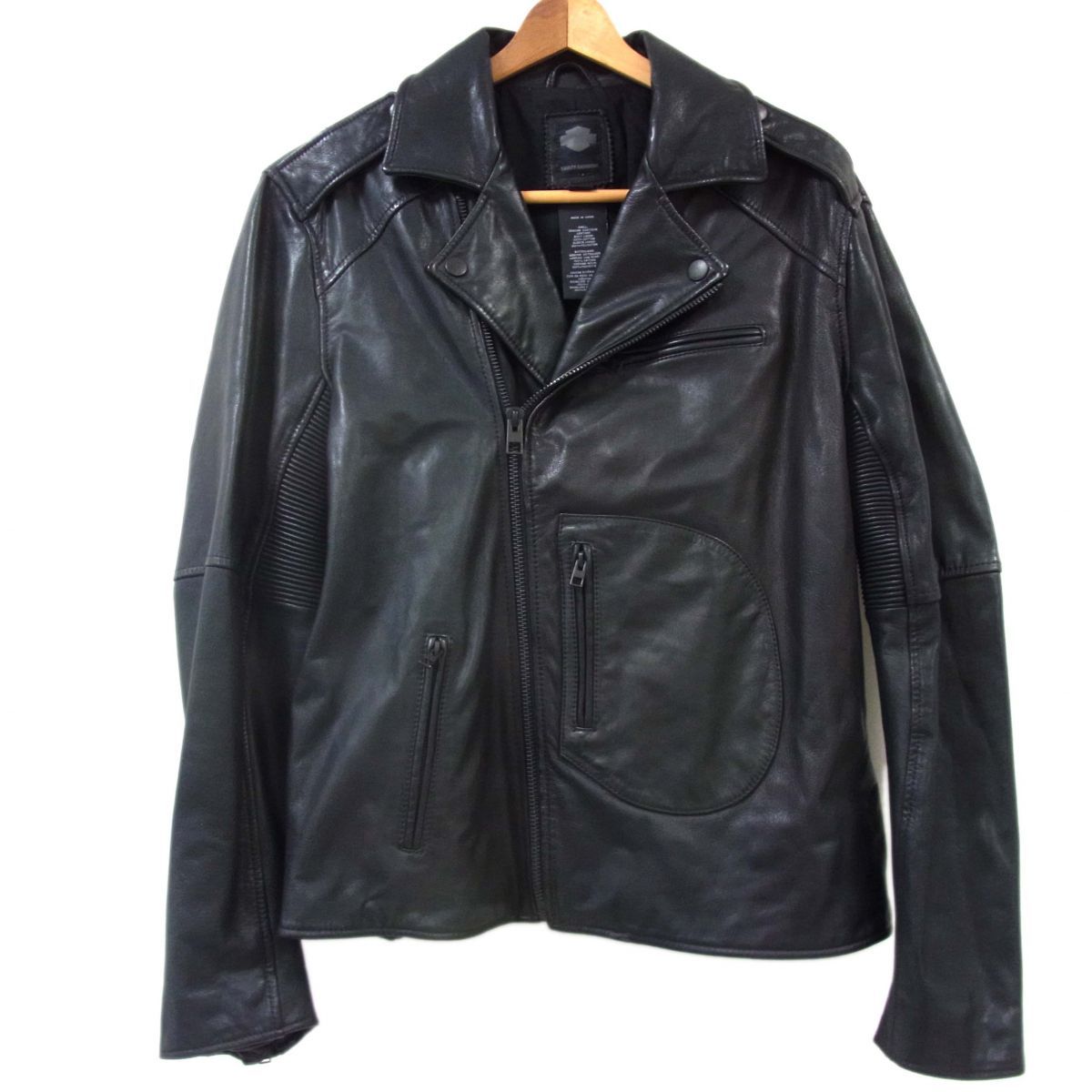 美品 ハーレーダヴィッドソン レザー シングル ライダースジャケット ブラック 中古・古着通販】HARLEY-DAVIDSON (ハーレーダビッドソン) シングル