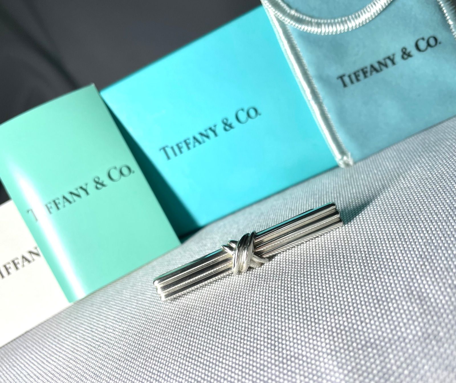 美品 Tiffany ティファニー シグネチャークロス ストライプライン