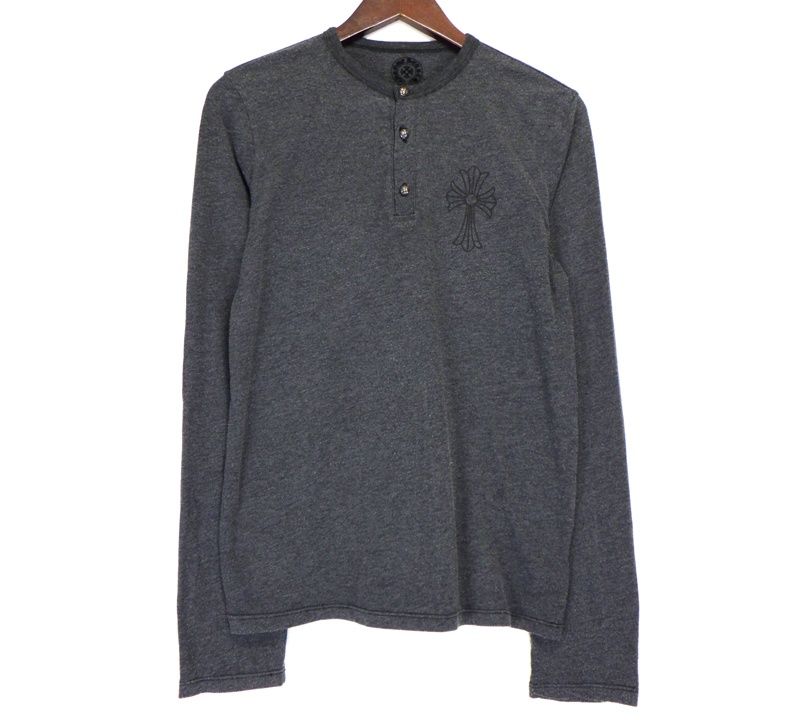 クロムハーツ CHROME HEARTS CHクロス プリント ヘンリーネック 長袖 Tシャツ 47020
